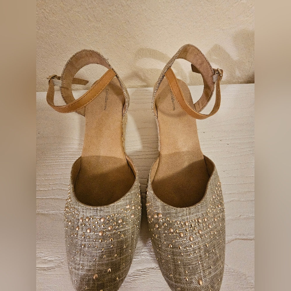 SOLD.Croft & Borrow Tan  Wedge Sandals Size 10.